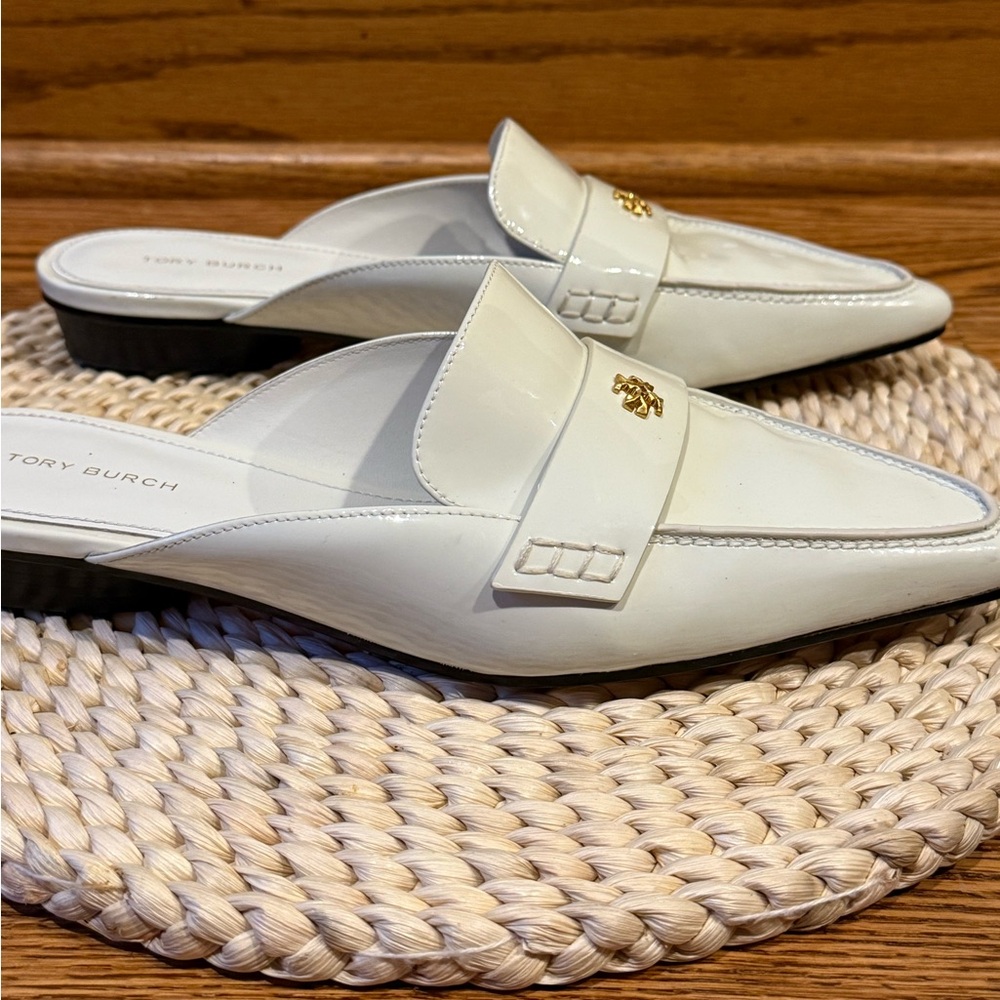 Tory Burch White Mules Sleek Minimalist Design 7M